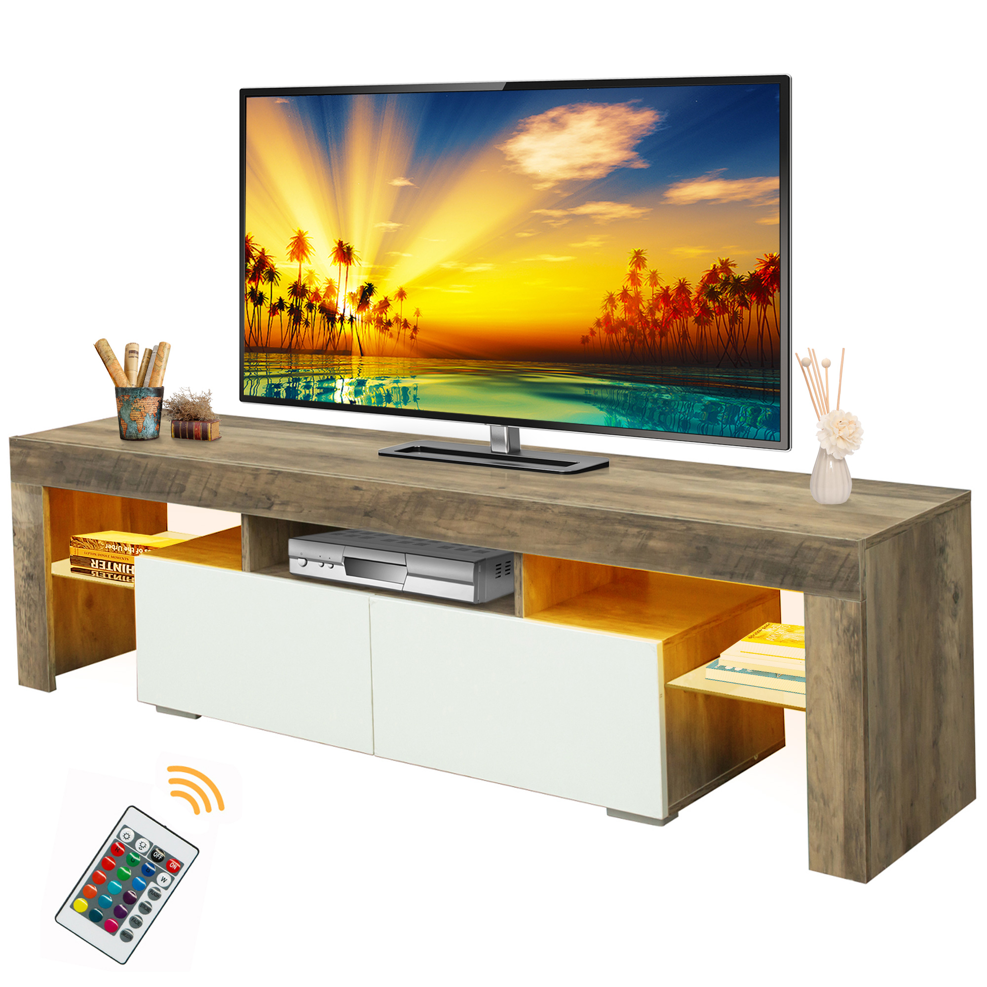 TV Stand for 70 inch TV, Seizeen Media TV with 16Color LED