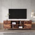 thumbnail image 1 of TV Stand for TV up to 75 Inch, Modern Adjustable Entertainment Center Console Table with 2 Doors and Center Storage Compartments, Wood TV Cabinet for Living Room, Bedroom, Walnut, 1 of 7
