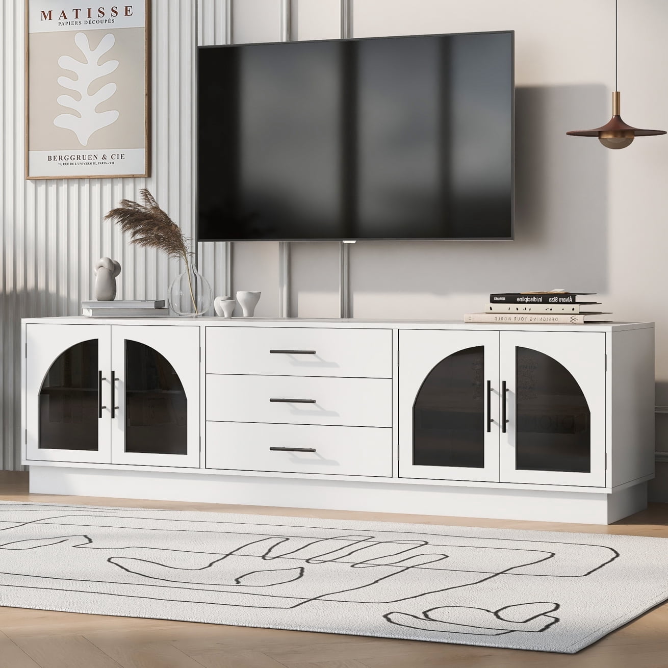 TV Stand for 75 Inch TV, Entertainment Center with Storage Cabinets and ...