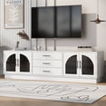 thumbnail image 1 of TV Stand for 75 Inch TV, Entertainment Center with Storage Cabinets and 3 Drawers, Media Console Cabinet with Adjustable Shelves and Glass Doors for Living Room, White, 1 of 7