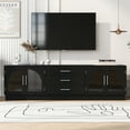 thumbnail image 1 of TV Stand for 75 Inch TV, Mid Century Modern Media TV Console Table With 2 Storage Cabinets And 3 Drawers, Wooden TV Stand Media Cabinet For Living Room, 1 of 9