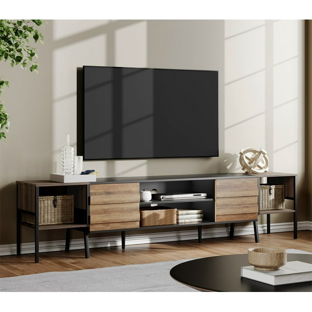 TV Stand for 75 inch, Modern TV Console Wood Media Storage for 80/70/65 inch TV, LED