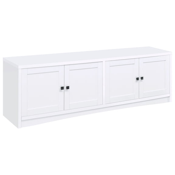 TV Stand 78 Inch  Modern 4 Door Entertainment Center  White Finish