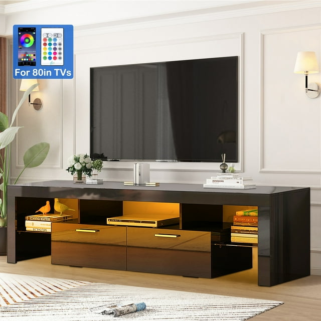 TV Stand for 80 inch TVs, HSUNNS Contemporary High Glossy TV