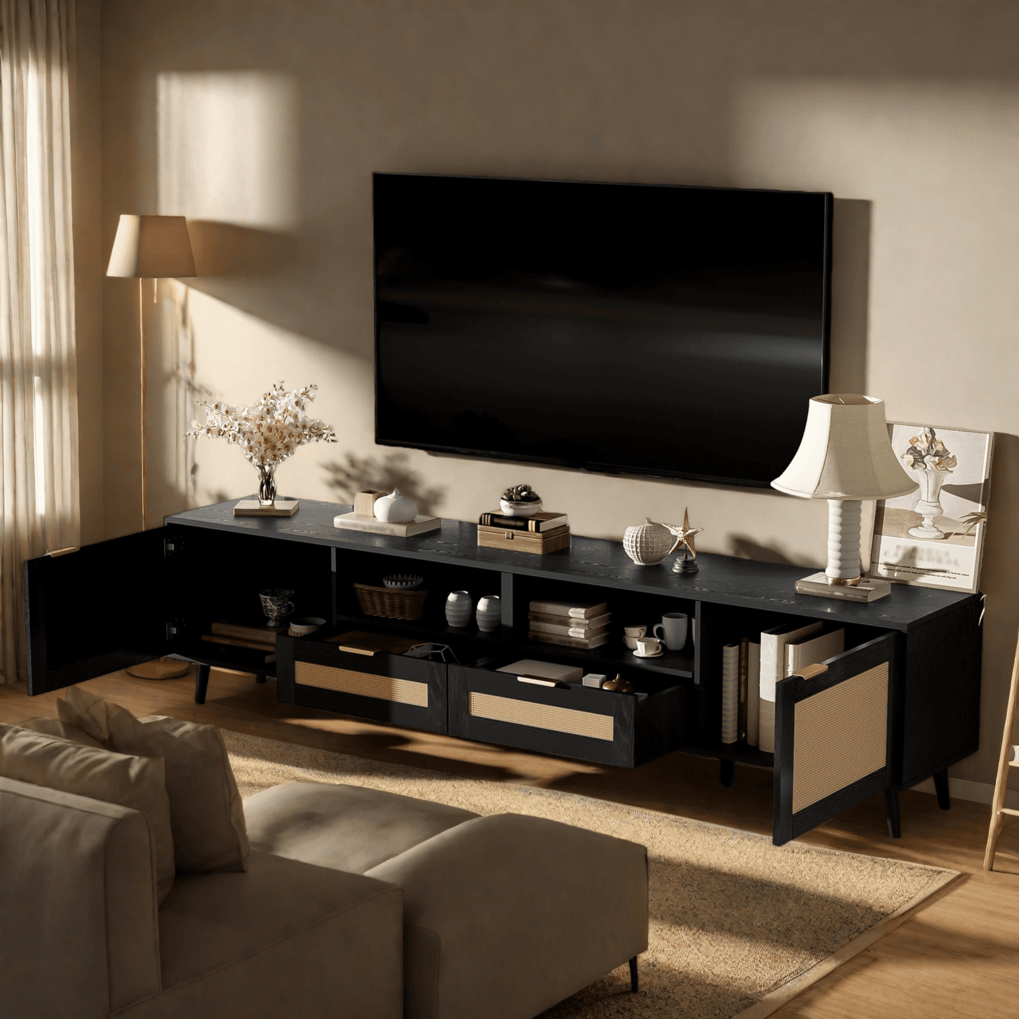 TV Stand For 85 Inch TV Modern Farmhouse Media Console Entertainment tv-stand-for-85-inch-tv-modern-farmhouse-media-console-entertainment