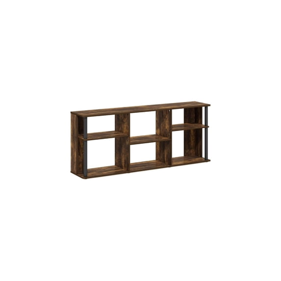 TV Stand - Amber Pine Black Media Console with Storage & Plastic Poles