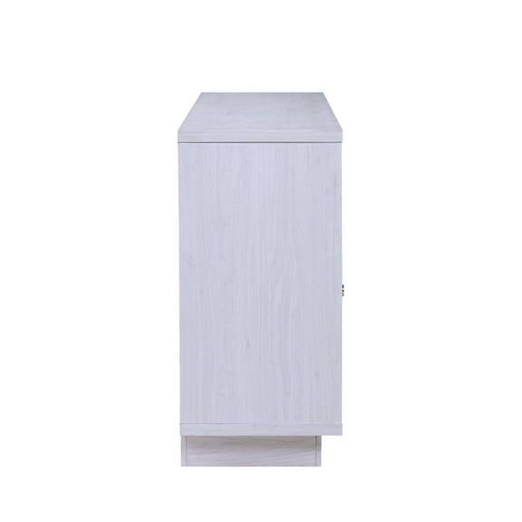 TV Stand Ambrose 70"W White Walnut Finish Fireplace Console TV Stand with Heater, LED Light, Cabinets, Shelves,Entertainment Center