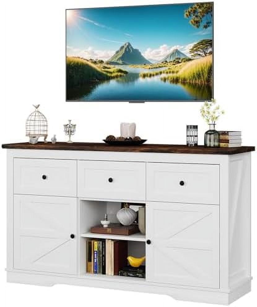 TV Stand with Barn Doors Media Entertainment Center with TV Console for