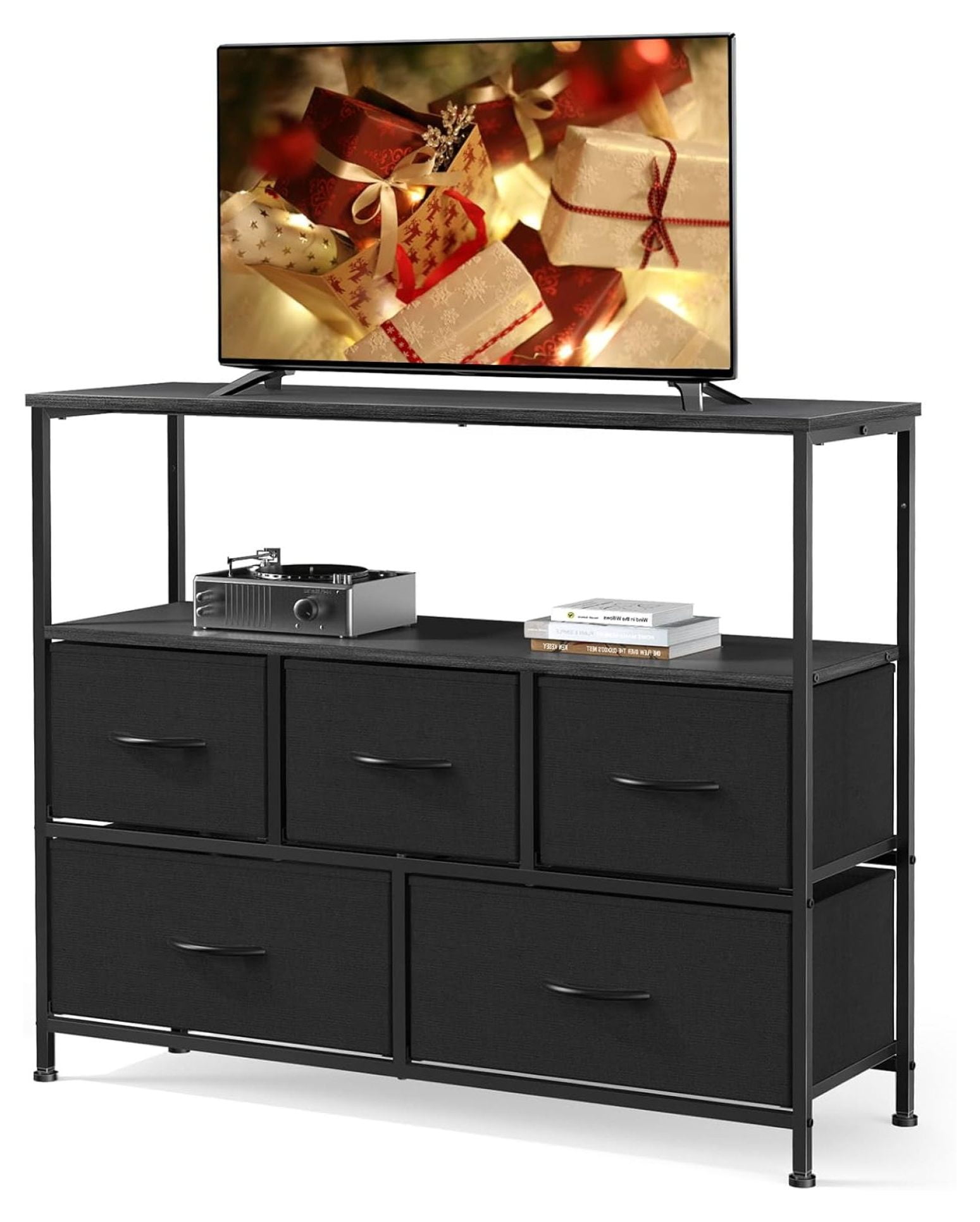 TV Stand for Bedroom with Drawers,Entertainment Center with Open