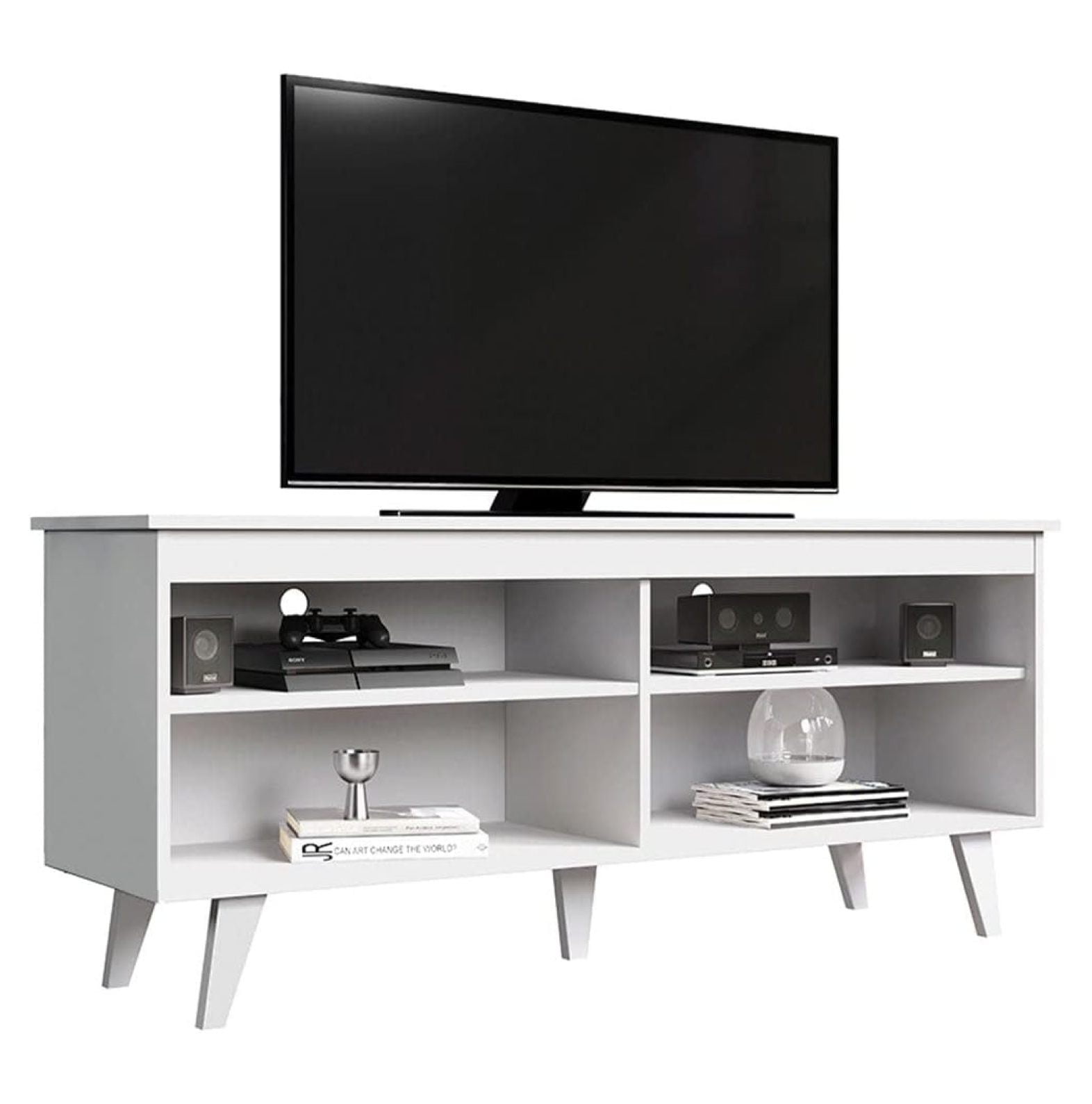 TV Stand with 4 Shelves and Cable Management, Entertainment