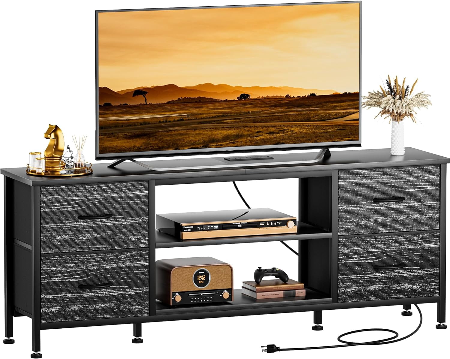 TV Stand Dresser for Bedroom Entertainment Center with Power Outlet ...