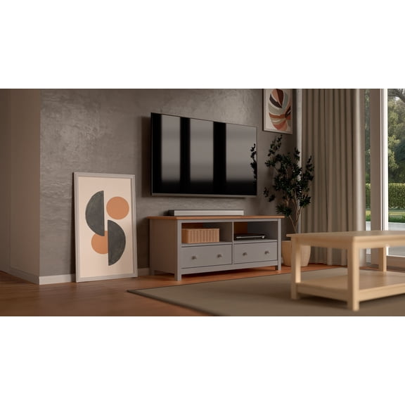 TV Stand Entertainment Unit Gray / Pine - by From the Tree Furniture