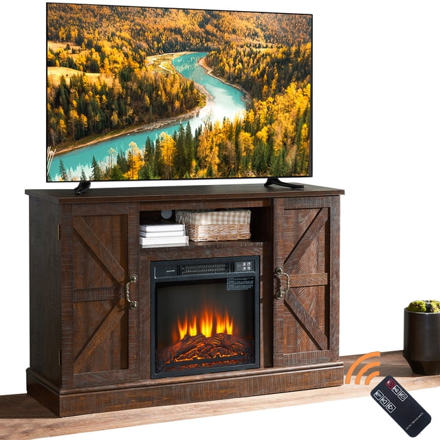 TV Stand with Fireplace for 55'' TV Electric Fireplace TV Stand W