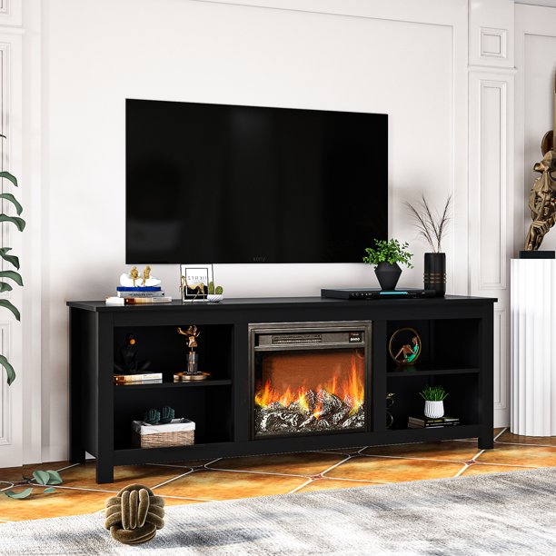 Electric Fireplace TV Stand, Farmhouse Media Entertainment Center