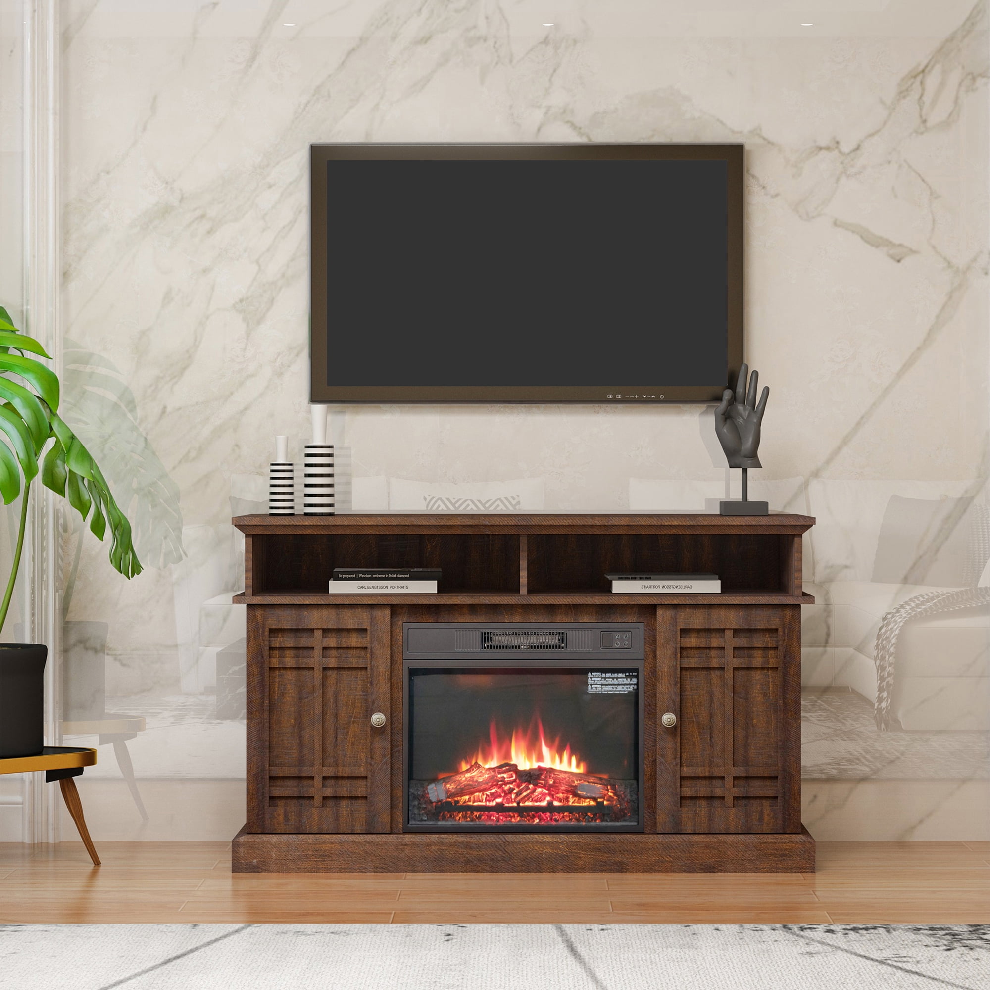 TV Stand with Fireplace Modern TV Cabinet for TVs up to 65 inch