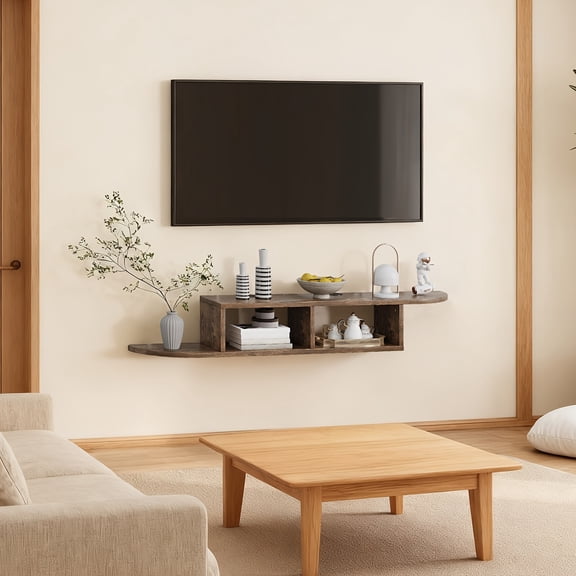 TV Stand, Floating TV Stand With Storage, TV Stands For Living Room&Bed Room, 55" TV Cabinet, Entertainment Stand, Walnut/White/Black