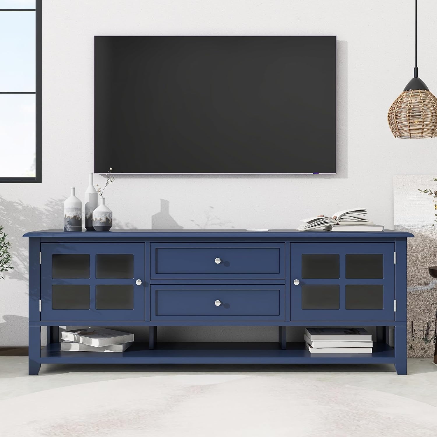 TV Stand For Tvs Up To 60'',TV Media Console Table With Bottom