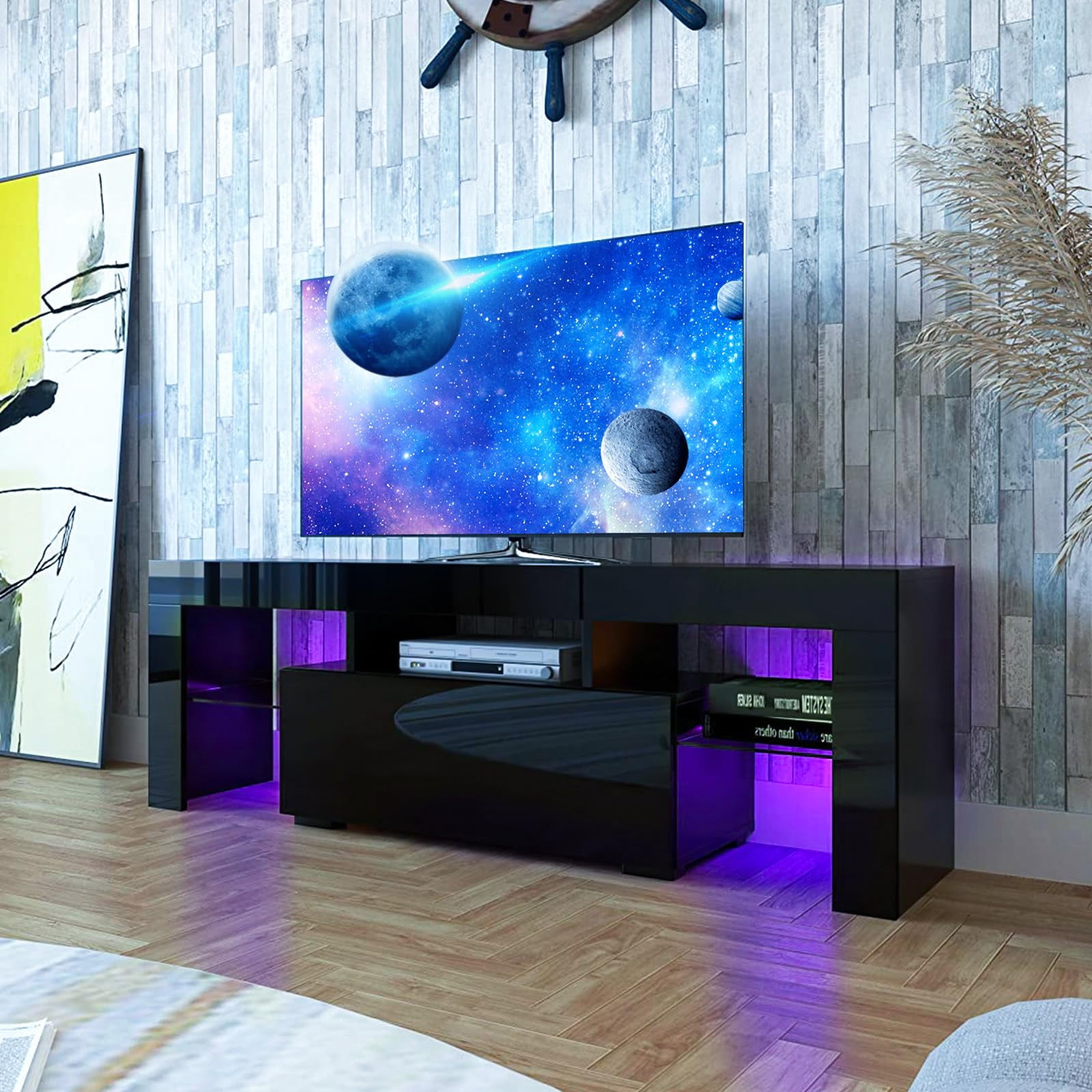 TV Stand with LED Lights up to 55 inch TV, Modern Entertainment Center