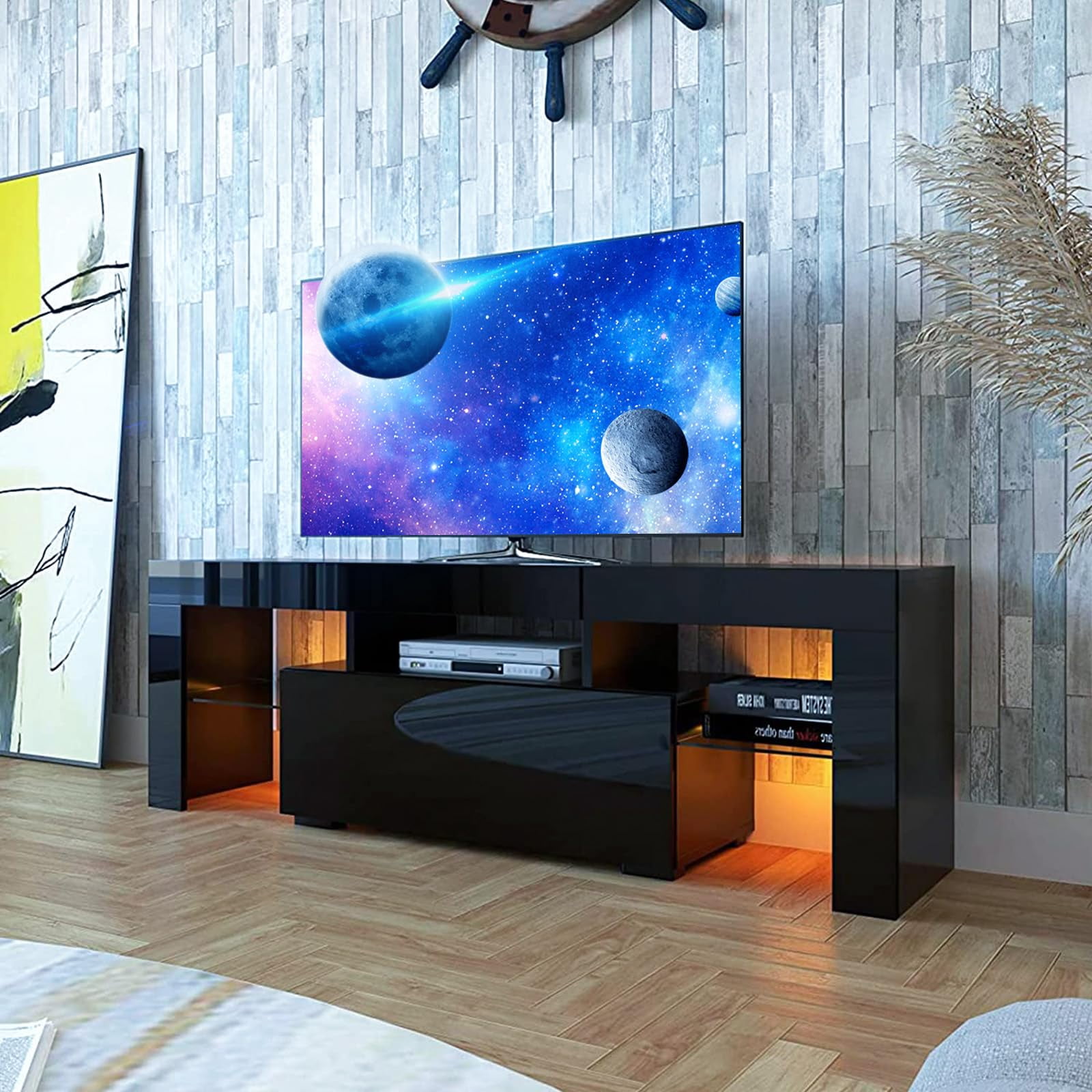 TV Stand with LED Lights up to 55 inch TV, Modern Gaming Entertainment