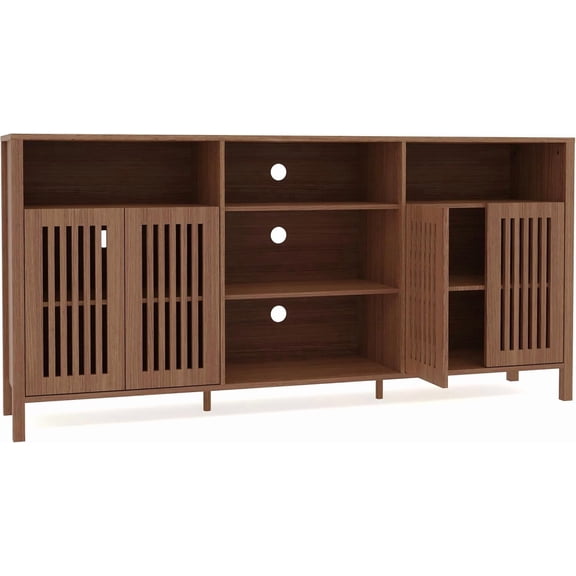 TV Stand for Living Room - Up to 70 Inch TVs, Mid Century Modern Entertainment Center, Media Console Table with Storage for Living Room, Bedroom, Rustic Brown