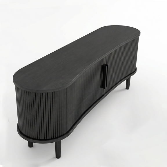 TV Stand, Media Console Table, Modern Mid Entertainment Center TV Console Table with Storage Shelves, Handle Door for Living Room Office