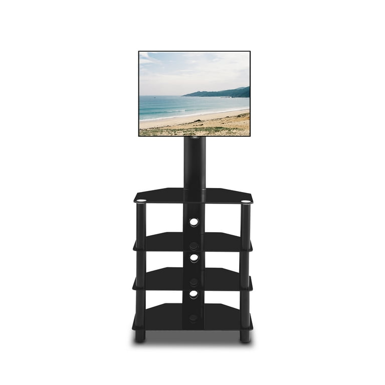 TV Stand with TV Mount 4 Tier Glass TV Stand for 32 55