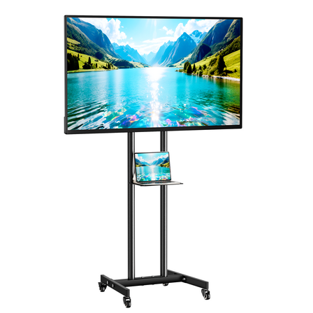 Rolling TV Stand, TV Stand on Wheels for 23-60" TVs,​​WLRETMCI Adjustable Mobile TV Cart with Shelf (Max 66lbs, VESA 400x400)