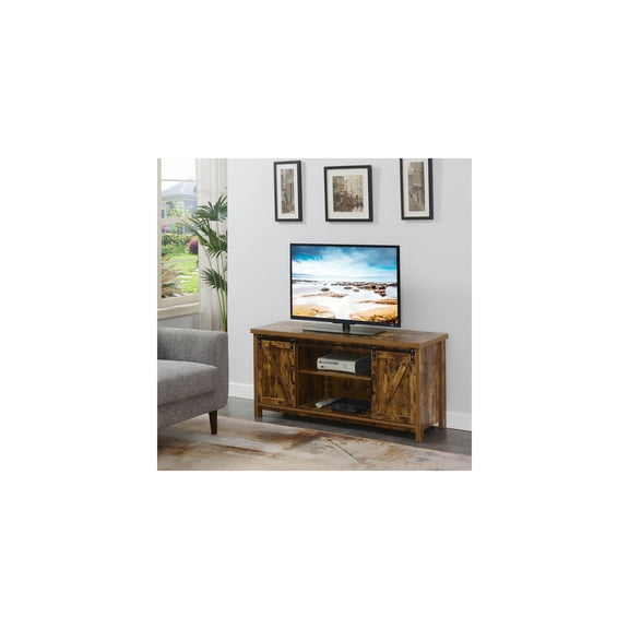 TV Stand - Rustic Barn Door Entertainment Center - Sliding Doors & Storage - 52" Wide