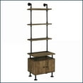 thumbnail image 1 of TV Stand Side Pier, Rustic Oak & Black, 3-Tier Shelves, 2-Door Storage | Wood+Metal | Black+Brown, 1 of 7