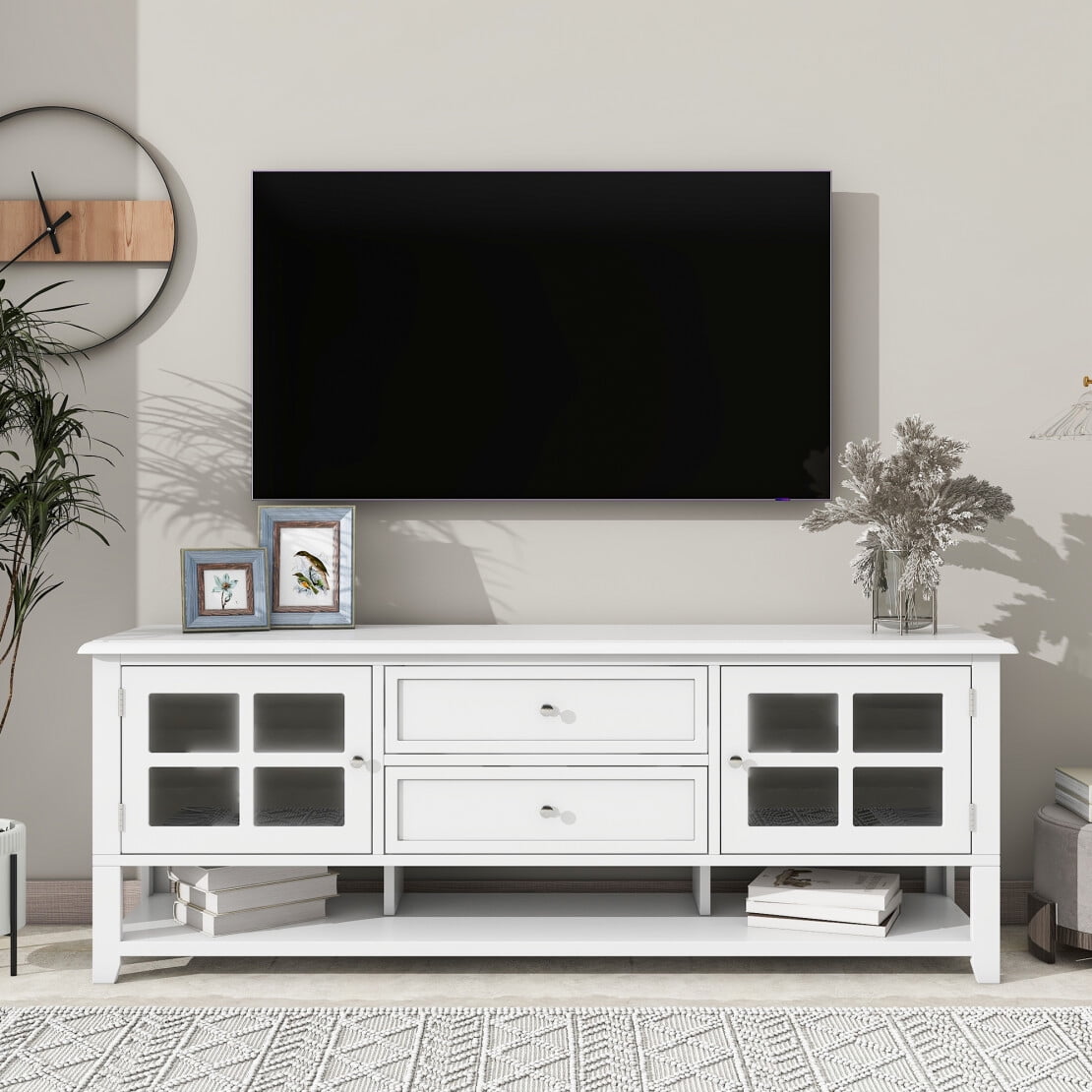 TV Stand for TVs up to 60'', Modern Entertainment Center with Storage