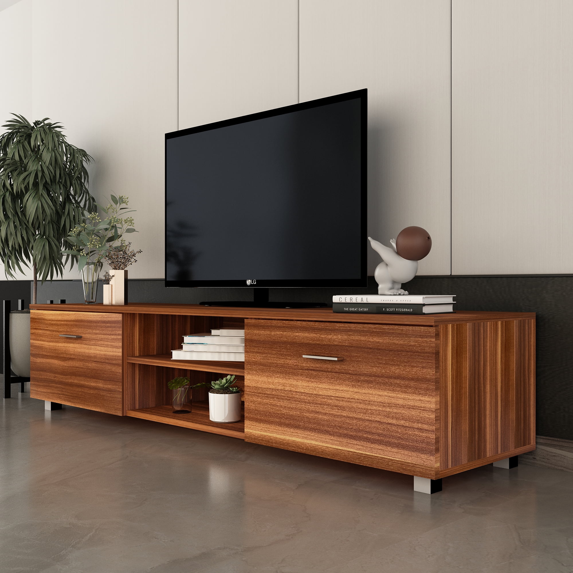 TV Stand for TVs up to 70", SYNGAR Modern Entertainment Center, Wood TV