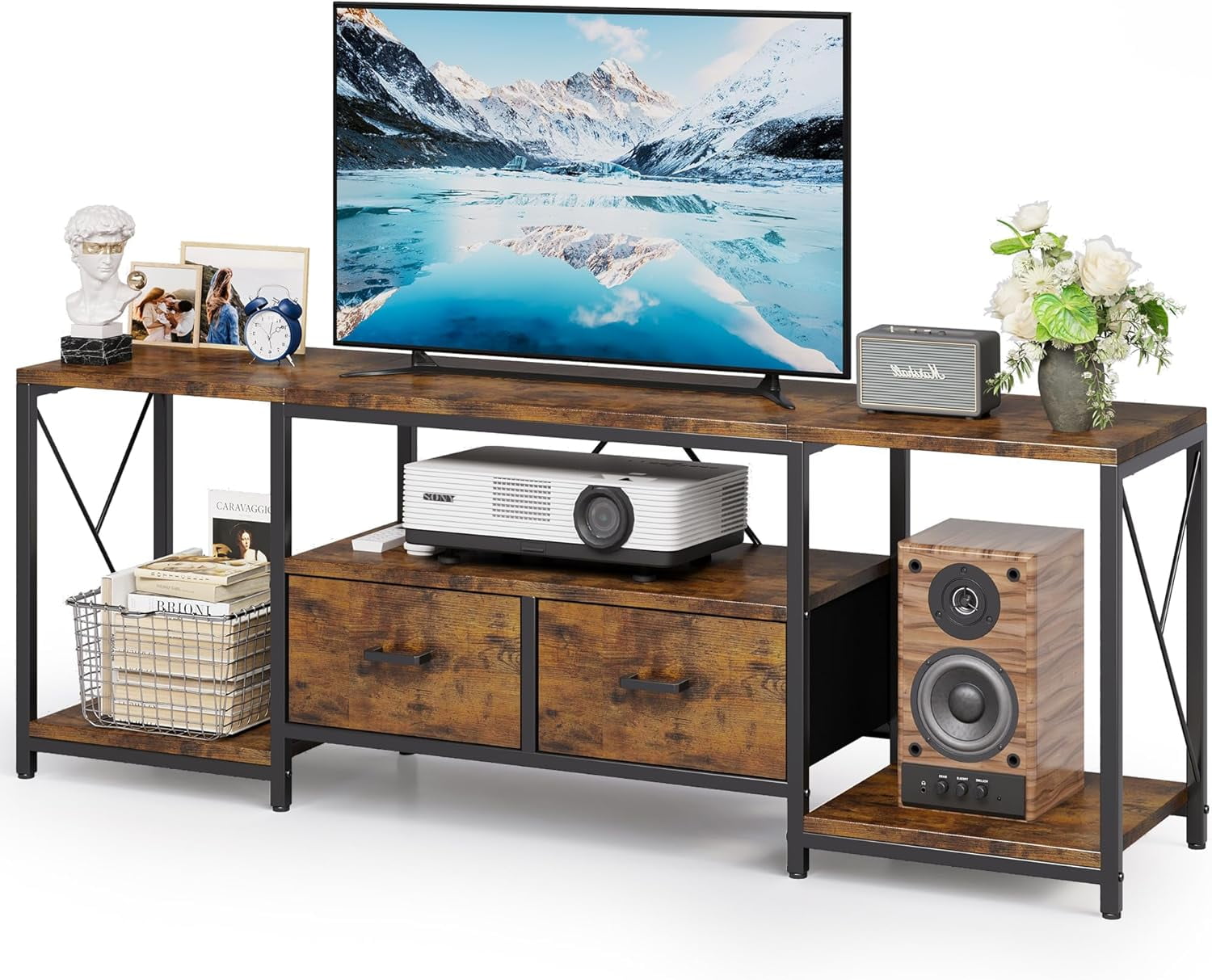 TV Stand for TVs up to 75 Inch, Entertainment Center with Fabric ...