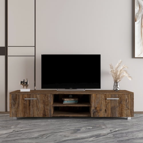 TV Stand for TVs Up to 70 Inches, Television Stands, Entertainment Center with Storage Cabinet and Open Shelves,Retro TV Media Console Entertainment Center for Living Room, Bedroom-Espresso