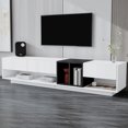 thumbnail image 1 of TV Stand for TVs Up to 80'', Modern TV Stand with Two-Tone Media Console Entertainment Center with Versatile Compartment for Living Room Bedroom, 75 inch, Sleek and Stylish White, 1 of 9