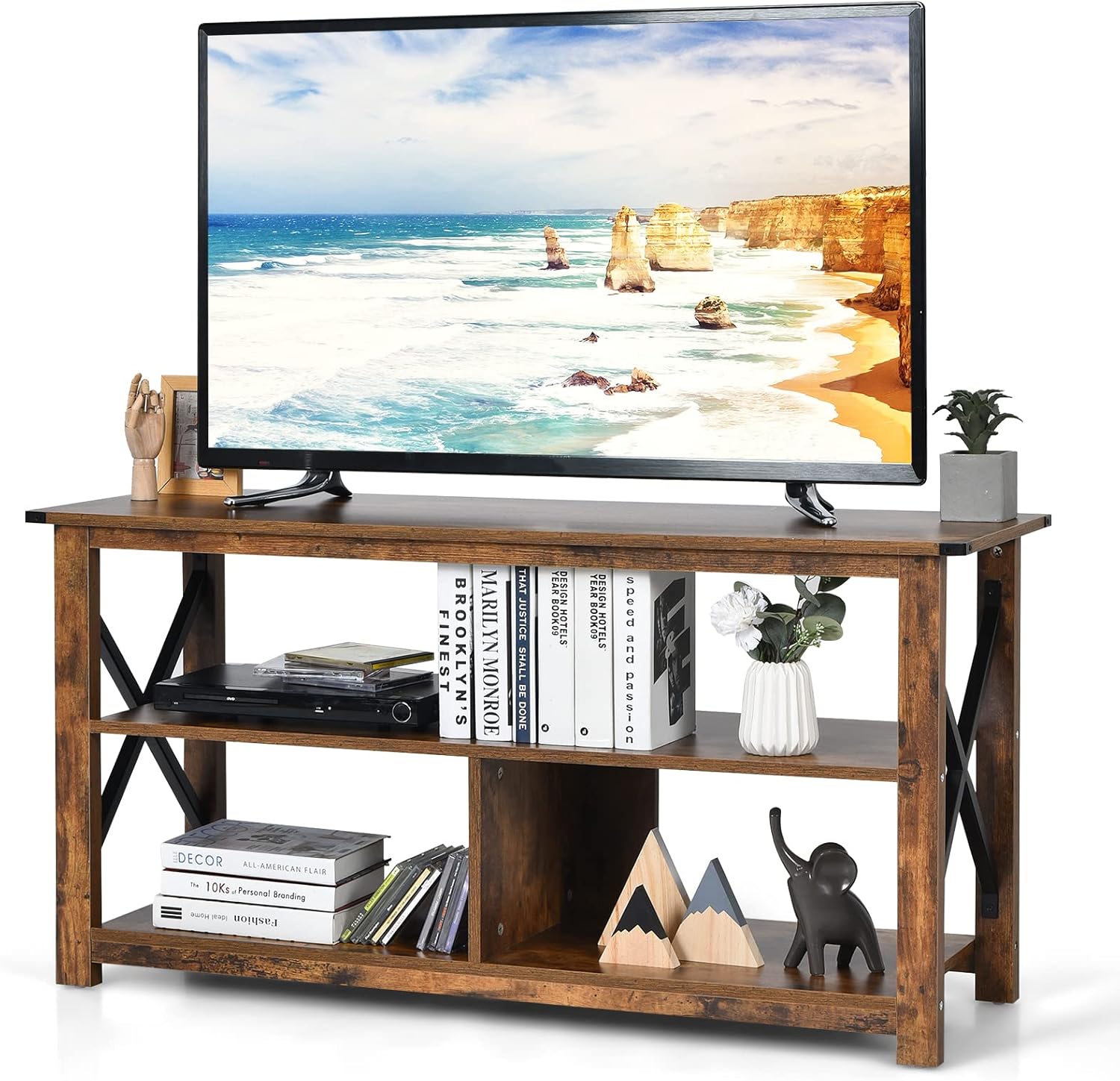 TV Stand Table, Large, Brown
