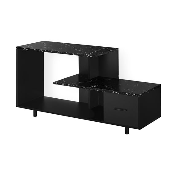 TV Stand Tv Stand, 48 Inch, Console, Media Entertainment Center, Storage Drawer, Living Room, Bedroom, Black Marble Look Laminate, Contemporary, Modern,Entertainment Center