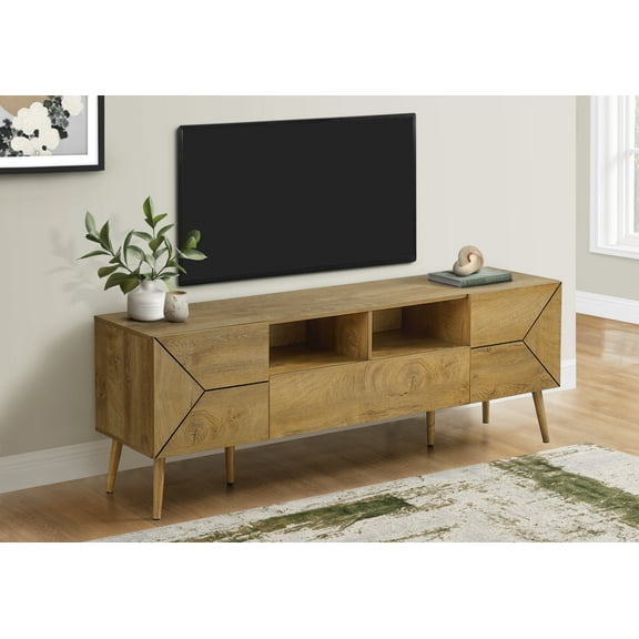 TV Stand Tv Stand, 72 Inch, Console, Media Entertainment Center, Storage Drawer, Walnut Laminate, Mid Century, Modern,Entertainment Center