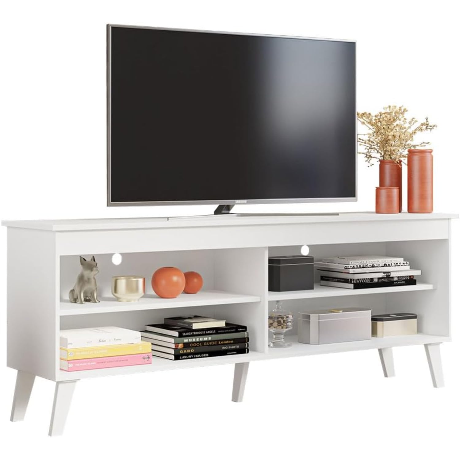 TV Stand Unit with 4 Shelves and Cable Management for 55 65 Inch Media