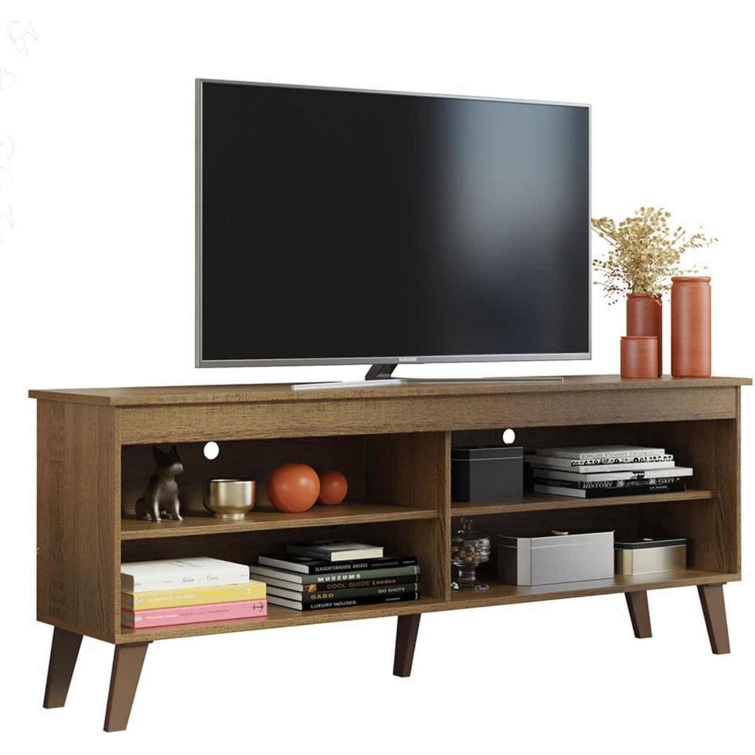 TV Stand Unit with 4 Shelves and Cable Management for 55 65 Inch Media