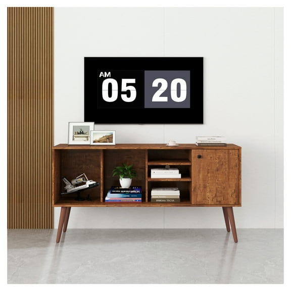 TV Stand Use in Living Room Furniture with 1 storage and 3 shelves Cabinet