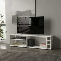 TV Stand White TV Stand for 70" Screen with Open Storage and Melamine Finish,Entertainment Center