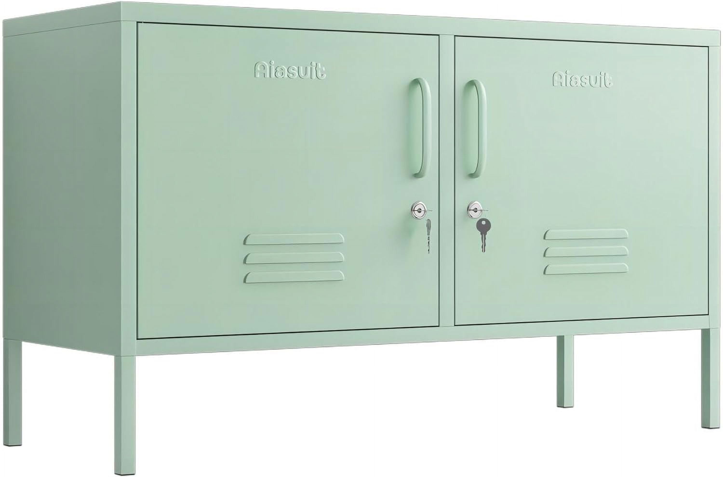 TV Stand Wide Metal Locker Storage Cabinet Adjustable Shelves Metal ...