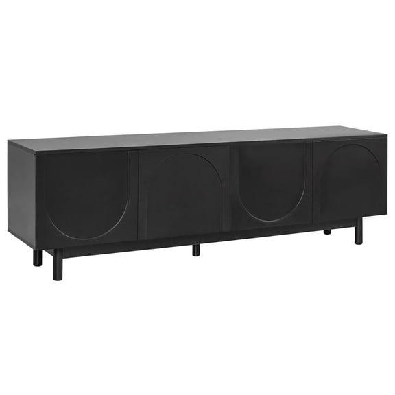 TV Stand With Arch Cabinets For TVs Up To 78'' Practical Media Console With Adjustable Shelves Wood Legs