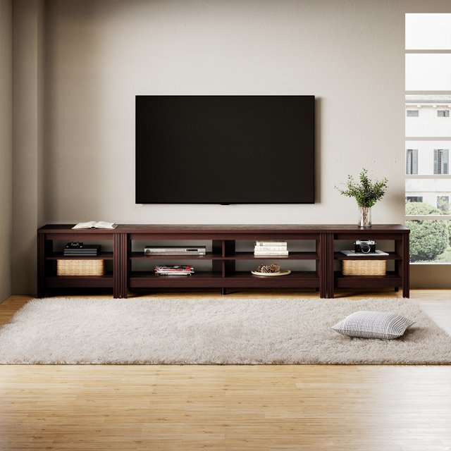 TV Stand for 100 inch TV, Wood Media TV Console Entertainment Center