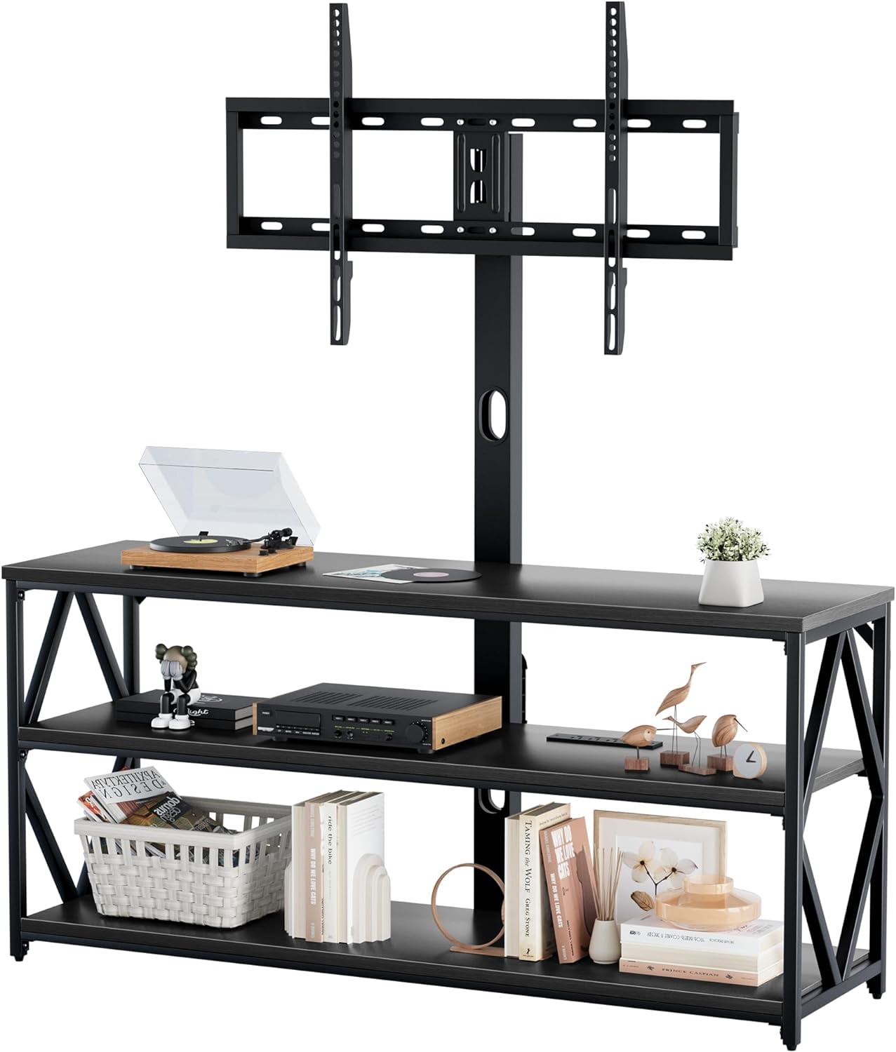 TV Stand for 3275 inch TVs Swivel TV Stand with Mount and Power Outlet