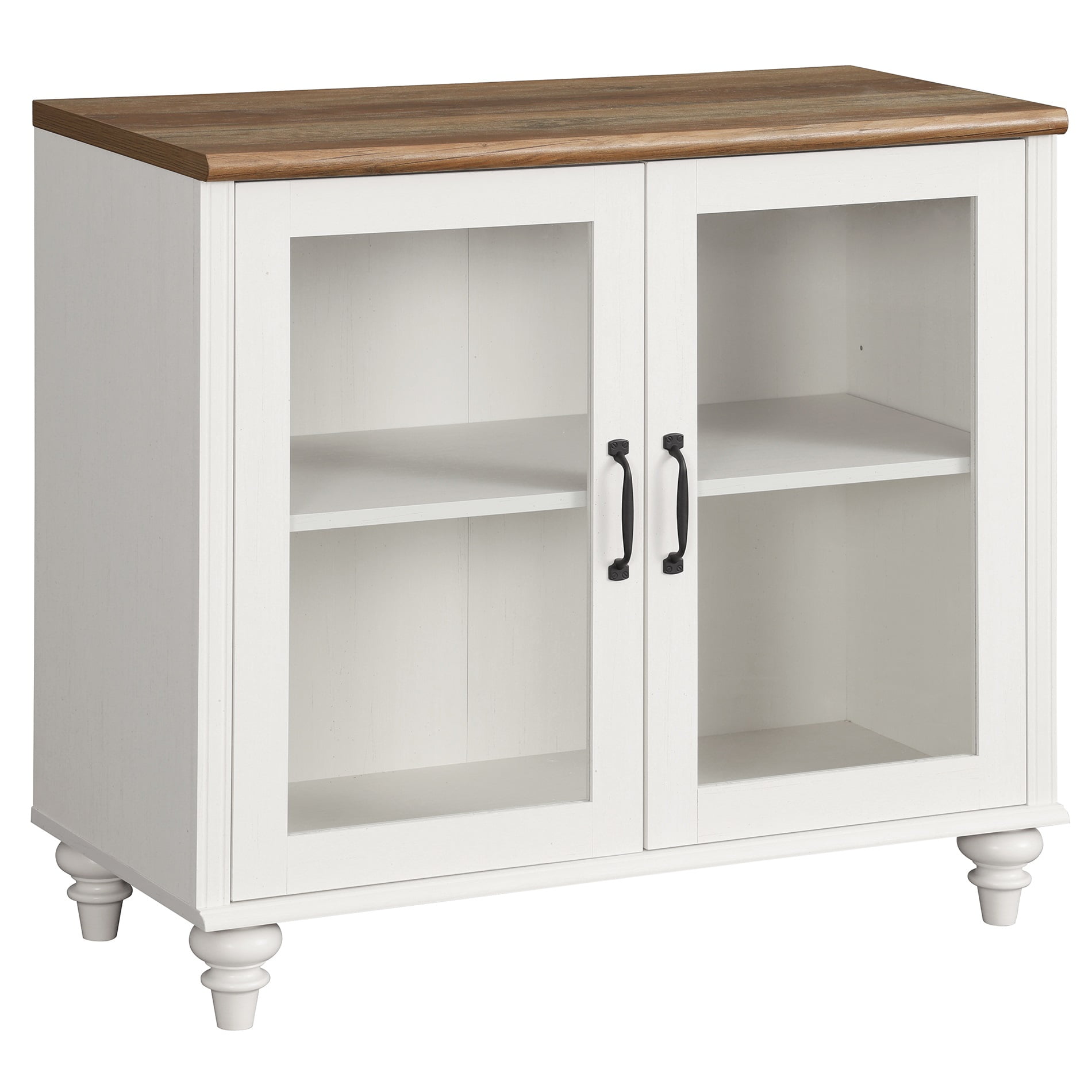 TV Stand for 43 Inch TV, Wood Entertainment Center with Glass Door and 2 Storage for Living Room,White