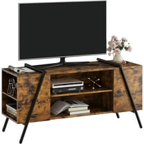 TV Stand for 50 55 Inch TV, Modern Mid Century Entertainment Center with Adjustable Shelves, Storage Cabinet, U-Shaped Metal Legs, Retro Brown