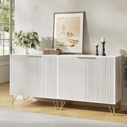 TV Stand for 55 60 inch TV, Entertainment Center with Storage Cabinet, Modern Media TV Console Table for Living Room Bedroom, White