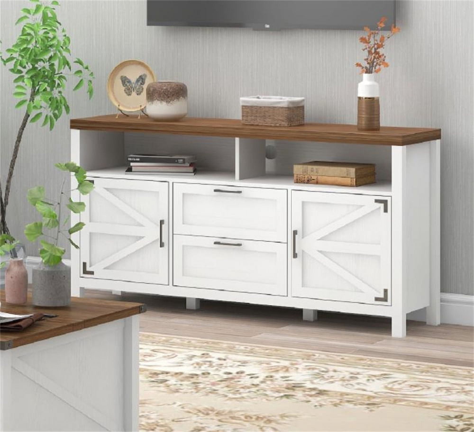 TV Stand for 55 Inch TV, Farmhouse Barn Door Modern Entertainment ...