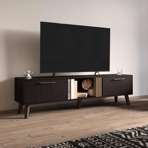 TV Stand for 60-69 Inch Screens, 2 Doors Design | Organize Accessories, Enhance Interior Look